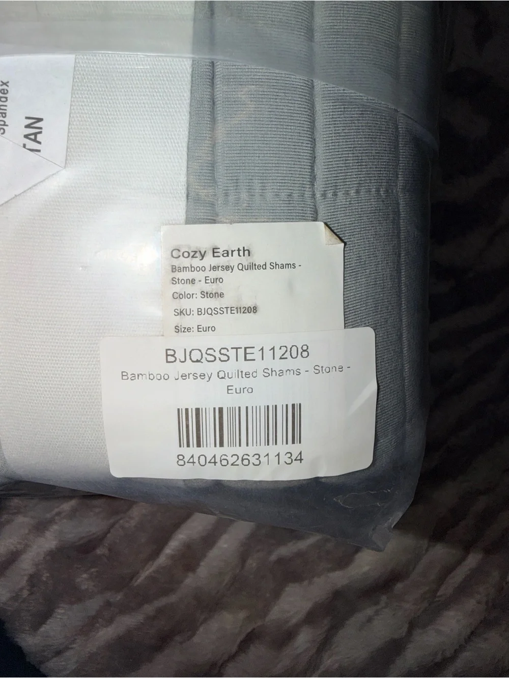 Cozy Earth Quilted Pillow Shama set of 2- Soft Light Gray Home Bedding